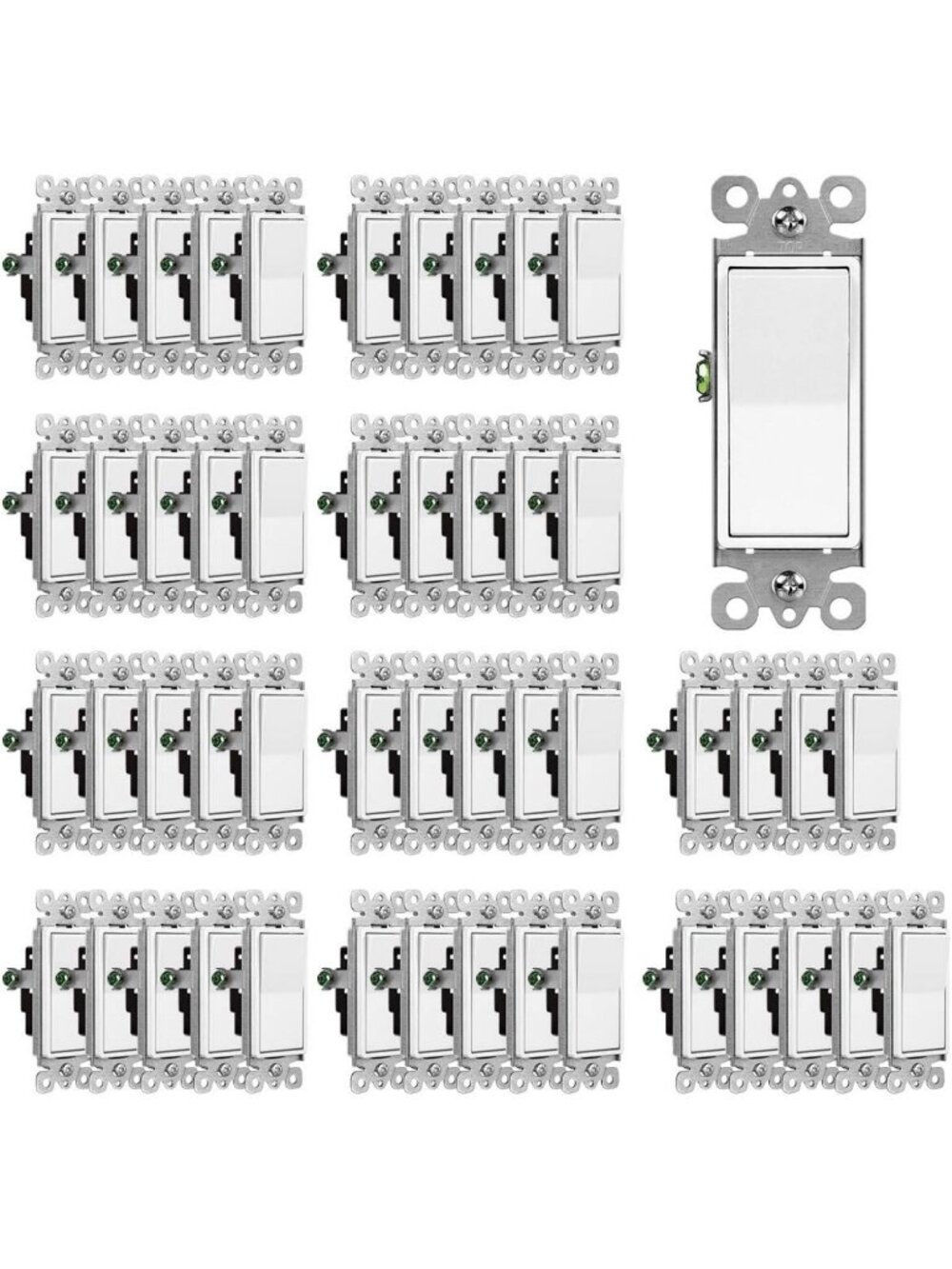 50 Pack Wall Light Switches, Single Pole 15A 120/277V, Durable & Reliable, White